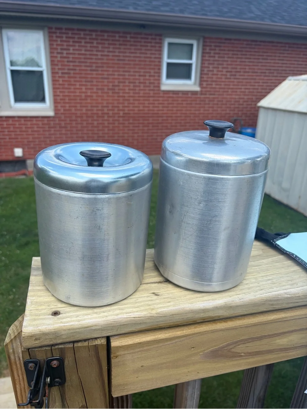 Vintage Italy & Japan  Aluminum Sugar & Flour  Metal Canister Kitchen MCM Retro